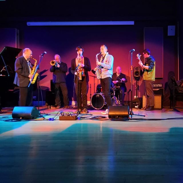 Joe Luca performing with jazz ensemble